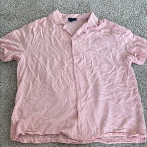 Forever 21 Men's Pale Pink Short Sleeve Button-Down Shirt